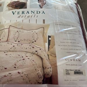 Twin bed embroidered quilts w/ matching shams